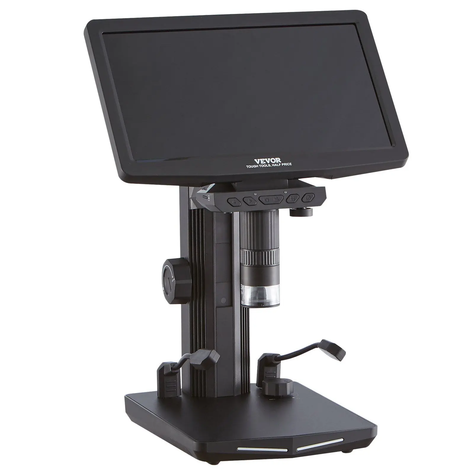 VEVOR 10.1" HDMI LCD Digital Microscope for Adults, Soldering Electron Microscope 1300X with IPS Screen, 8 LED Lights, 2 Flexible Side Lights, PC View, USB Coin Microscope for Windows/MacOS/TV, 32GB