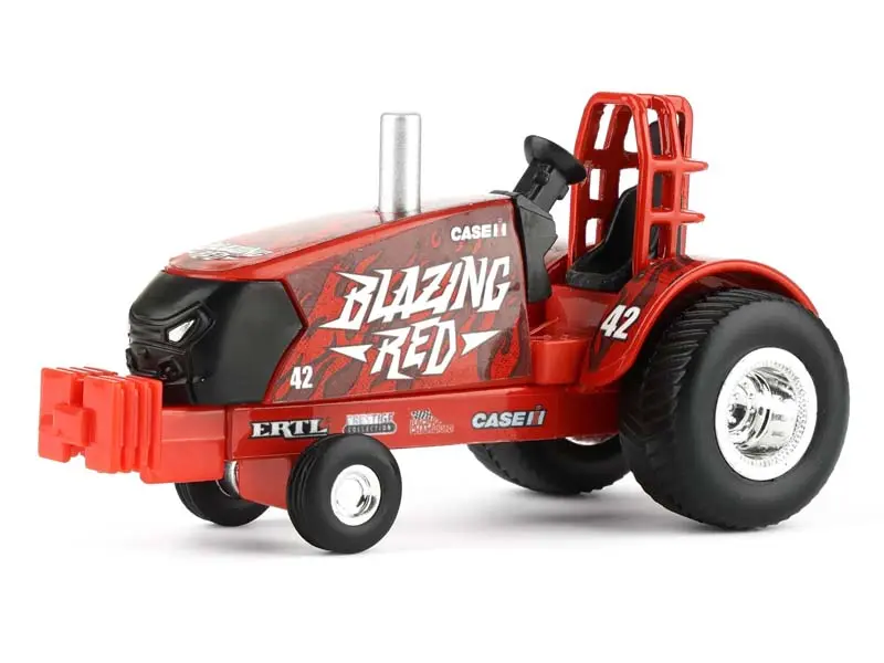 New Officially Licensed Case IH Blazing Red Pulling Tractor Collectibles - 1/64 Scale Diecast Toys, Highly Detailed ERTL 37917E Model Car