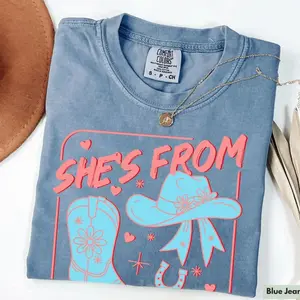 Comfort Colors® She's from Texas Shirt for Cowgirl Western TShirt  Unisex Womenswear Graphic T-Shirt D20