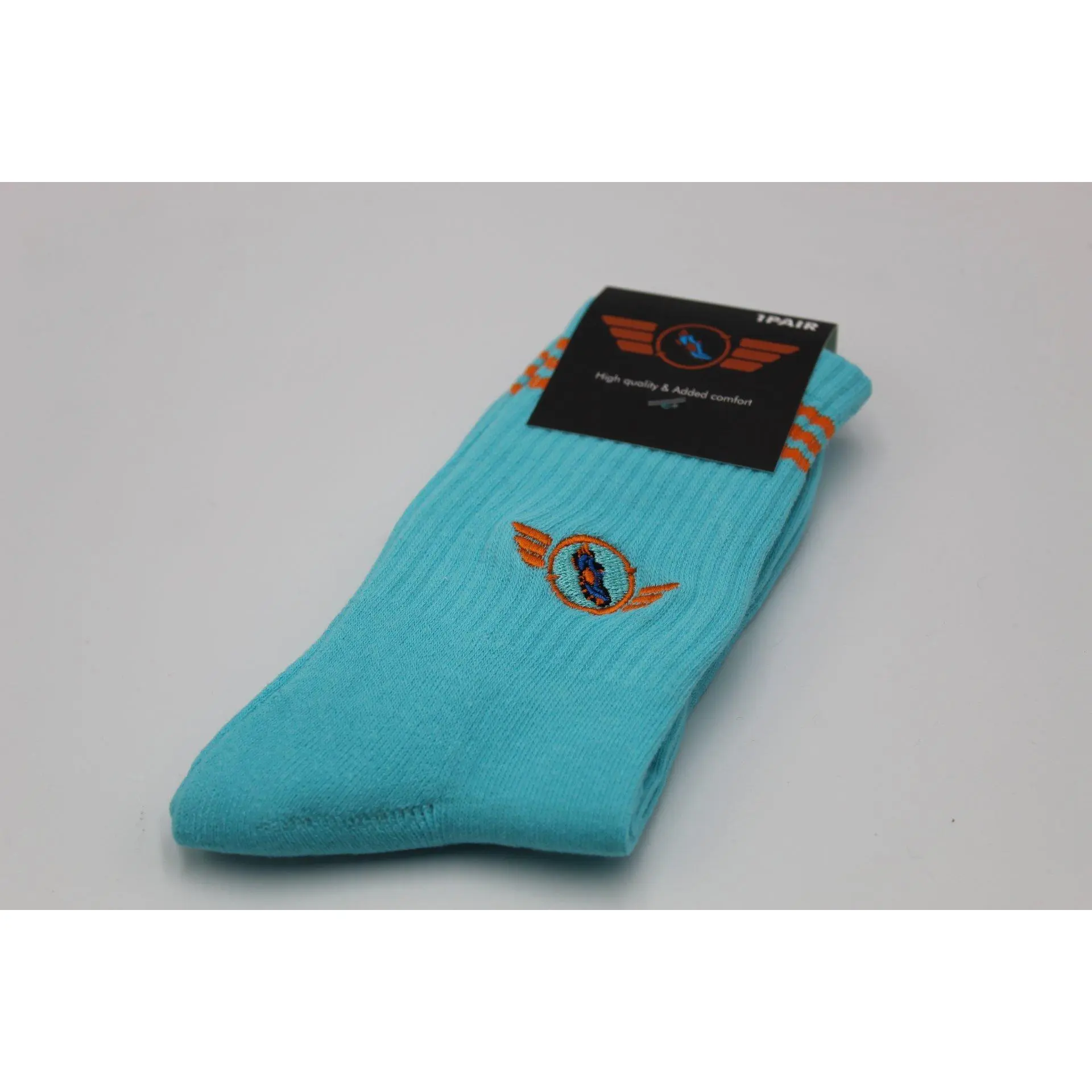 Light Blue Turquoise Captain Comeback Medium Length Socks(2.0)