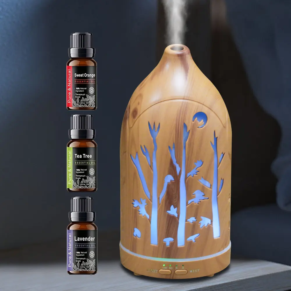 Aromatherapy Humidifier Diffuser - Hollow Out Design, 7-Color LED Night Light, Auto Shut-Off, Quiet Operation for Sleep, Aromatherapy Diffusers for Home Use, Humidifier Diffusers