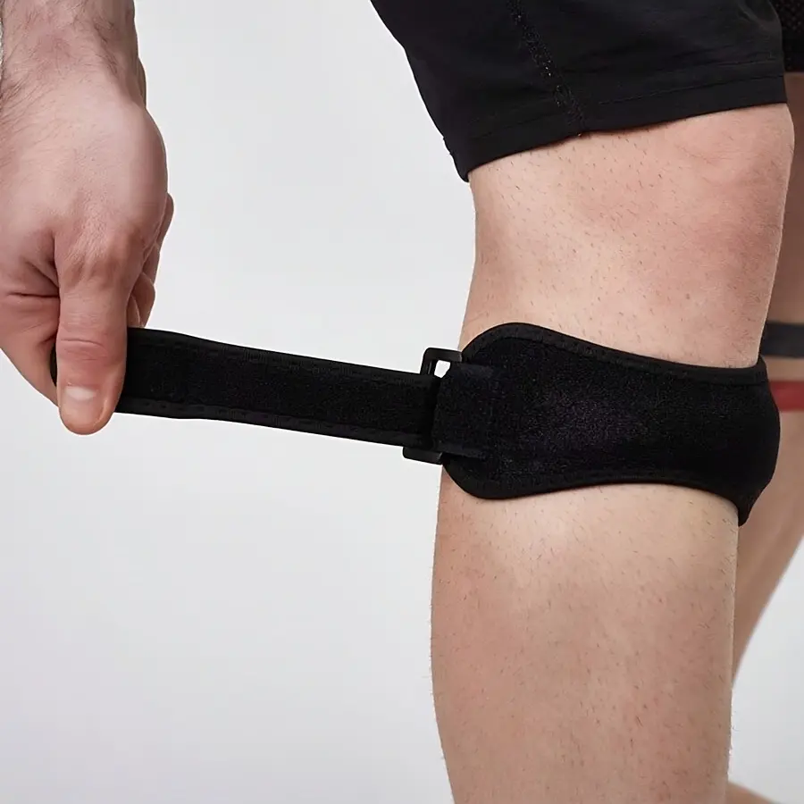 LHU 2pcs Adjustable Patella Band, Pressurized Knee Strap with Slider Pad, Protective Support Guard for Badminton, Running Knee Wraps Sports Knee Pads, Patella Brace Patellar Belt Knee Compression Sleeve