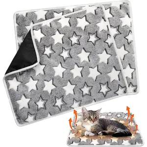 2 Pack Self Warming  Bed Self Heating  Pad  Warming Pad Thermal Pet Mat Washable Reflect  Heat Removable Cover for Indoor Kittens Puppies Feral Pet(Large ,16 x 20 Inch)