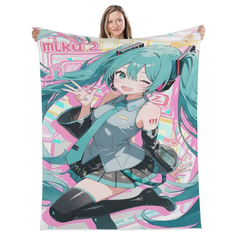 Kizuna Future Anime Print Wool Blanket - Comfortable to toss, soft and fluffy, soft and breathable, multi-functional and warm, providing a cozy cover for your home, travel, an ideal gift for special occasions