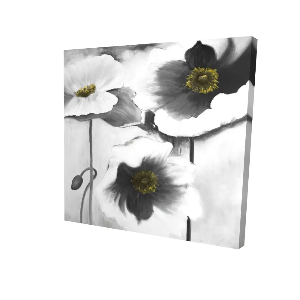 Begin Home Decor 2080-2424-FL120 24 x 24 in. White Botanical Canvas - Black & White Flower Wall Art