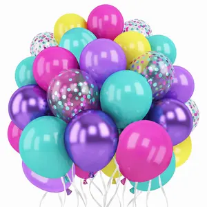 Pink Blue Purple Balloons  50 12 Inches Hot Metallic Teal Yellow Confetti For Birthday Theme Decoration Shower Engagement Party Supplies