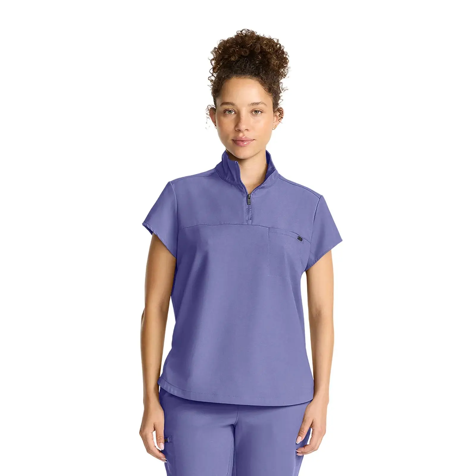 Healing Hands Quest Bella Partial Zip Stand Collar Tuck In Scrub Top