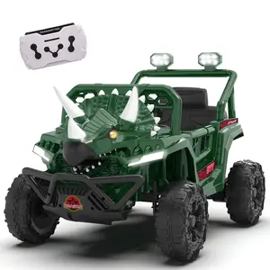 12V Kids Electric UTV Ride-On Car, Triceratops Dinosaur Design Toddler Toy Car with Parent Remote, 2.5-3.1MPH Speed, Bluetooth Music, 4-Wheel Suspension, Toddler Gifts for Ages 3-5 Boys Girls,summerwins