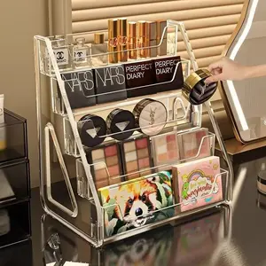 5-layer multi-level perfume and cosmetics storage box - Step-shaped storage box, suitable for dressing table, bathroom countertop, dressing table - Durable plastic standalone cosmetic display stand, space-saving design, capable of holding perfumes, essent