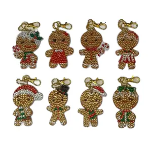 Gingerbread Christmas Ornaments Holiday Custom Diamond Art Keychains