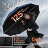 Large 12-Rib Windproof Folding Umbrella, Reinforced Steel Frame, 4 Colors Available, Manual Open and Close, Portable Rainproof Outdoor Umbrella for 2-3 People, Wind Resistant Umbrella