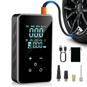 AI CAR-Portable Tire Inflator - 18000 Room Safety Electric Air Compressor - Wireless Car Air Inflator with Touch Charging/Screen/Meter/Light for Motorcycles, Bicycles, Balls 150 PSI
