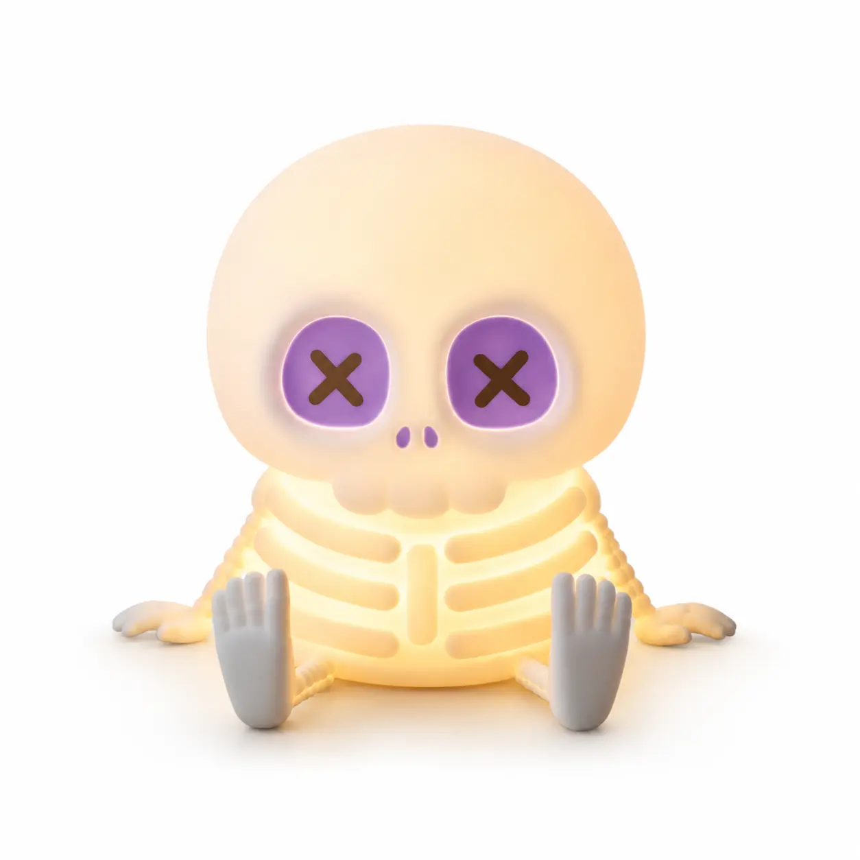 Halloween Silicone Skull Night Light - Adjustable Warm Light, Touch Control LED Bedside Lamp, Indoor Use Decor, Birthday Gift, Skeleton