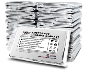 EVERLIT Survival Emergency Mylar Thermal Blanket, Foil Space Blanket Designed for NASA, Body Warmer Blanket for Outdoor, First Aid, Camping Gear, Hiking Travel (Silver, 12 Pack)