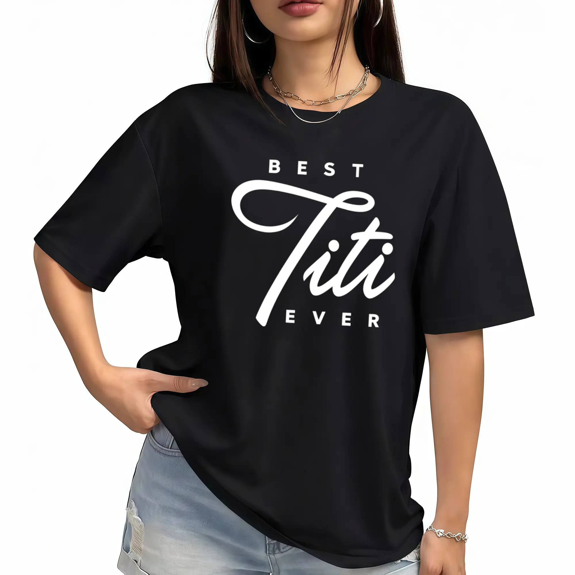 100% Cotton Titi Gift: Best Titi Ever Casual Graphic Printed T-Shirt