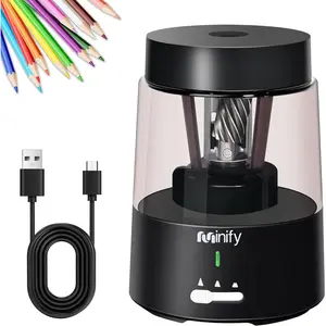 Electric Pencil Sharpener Heavy Duty Blade Rechargeable Battery Powered for 6-8mm Colored Pencils Auto Stop Fast Sharpen in 3s (Black)