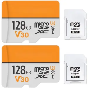 128GB  SD Card 2-Pack, A1 V30 4K Video Recording, Compatible with  Camera, Dash cam, Drone, 95MB/s MicroSDXC Memory Card UHS-I Class 10, with 2 SD Adapter