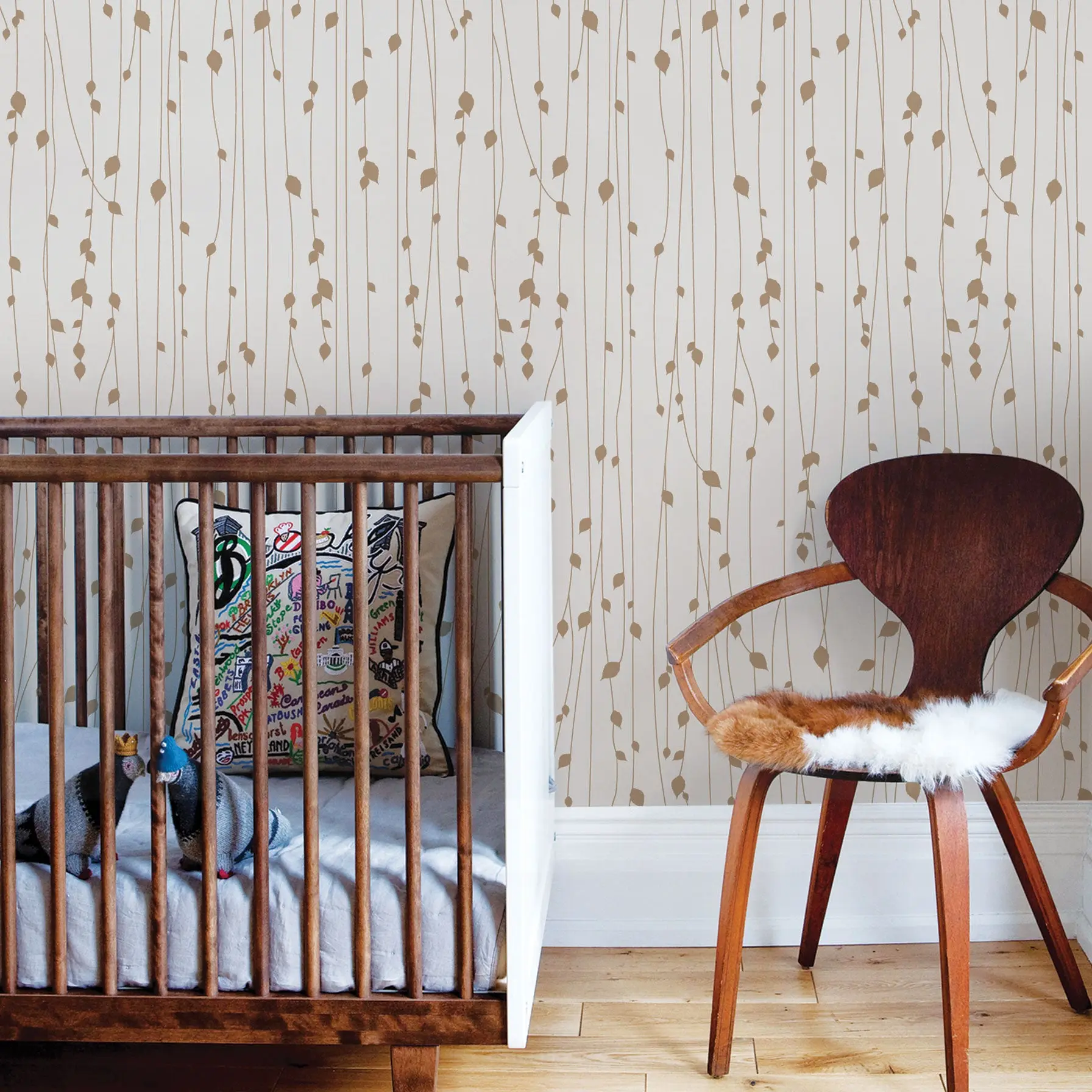 Leaf Pattern Self-Adhesive Reusable Wallpaper, New Jersey Peel-and-Stick Temporary Glue-Free Wall Covering for DIY Room Makeovers, No-Residue Home Improvement Building Supply