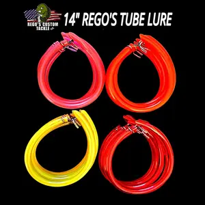 Rego 14-inch Striper Tube Lure with 6/0 Hook - Perfect for Catching Striped Bass underwater fish hooks striped bass sea fishing saltwater lures silver salwater