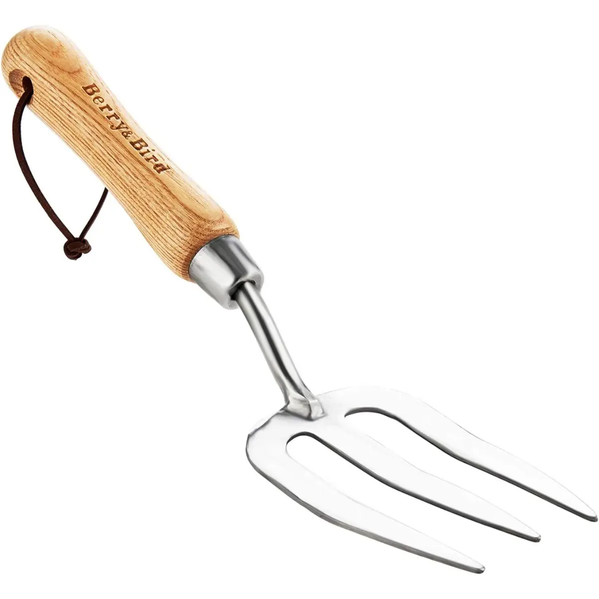 Gardening Hand Fork, Stainless Steel, for Weeding, Digging, Planting and Cultivating, with Ergonomic Ash Wood Handle