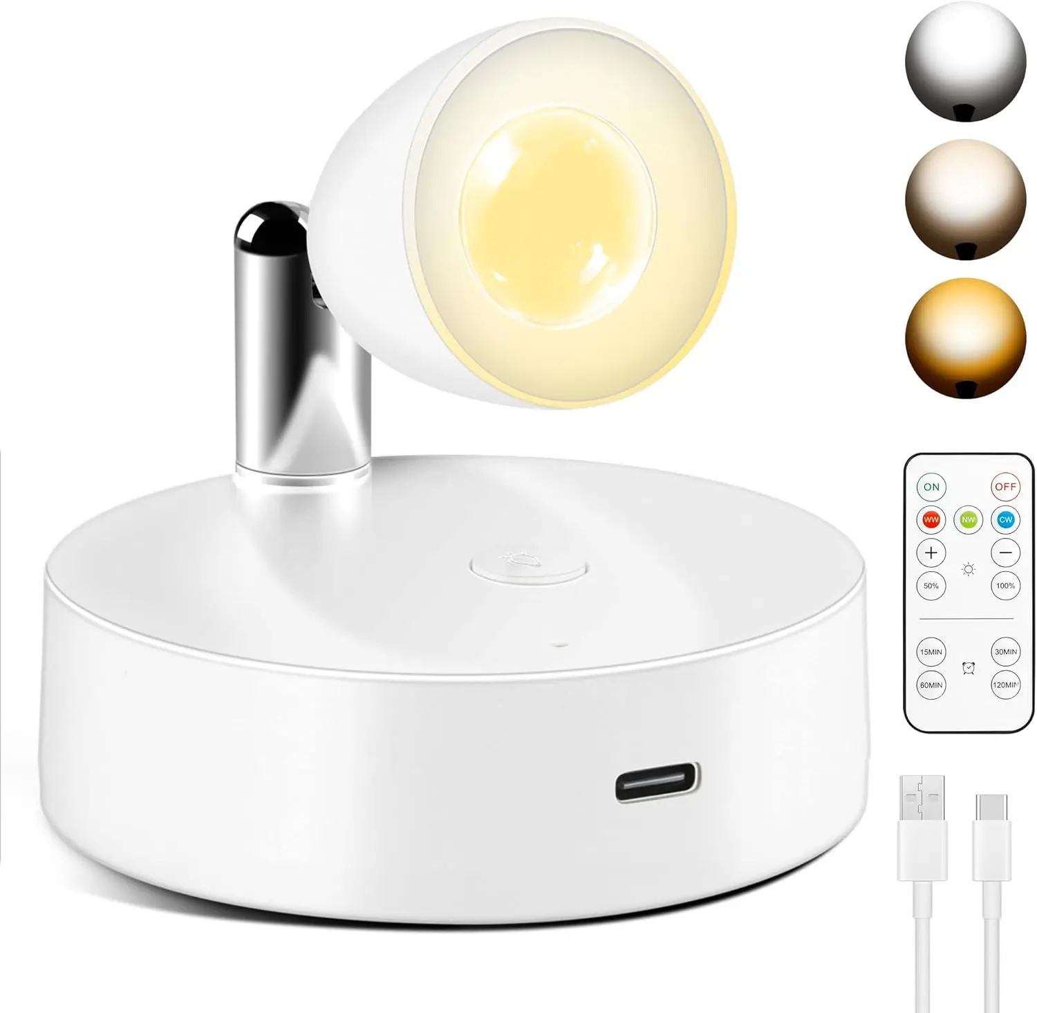 1 Pack Rechargeable Spot Lights Indoor, Wireless Plant Lights, Tree Uplighting Light, Battery Operated Accent Light Small Spotlight Indoor