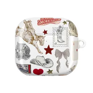 Western Cowboy Aesthetic AirPods Case – Vintage Rodeo Rustic Farmhouse Cover, No Keychain, Cute Boho Country Music Graphic AirPods Pro/Pro 2, AirPods 1/2/3/4 Cases – Unique Southern Gift
