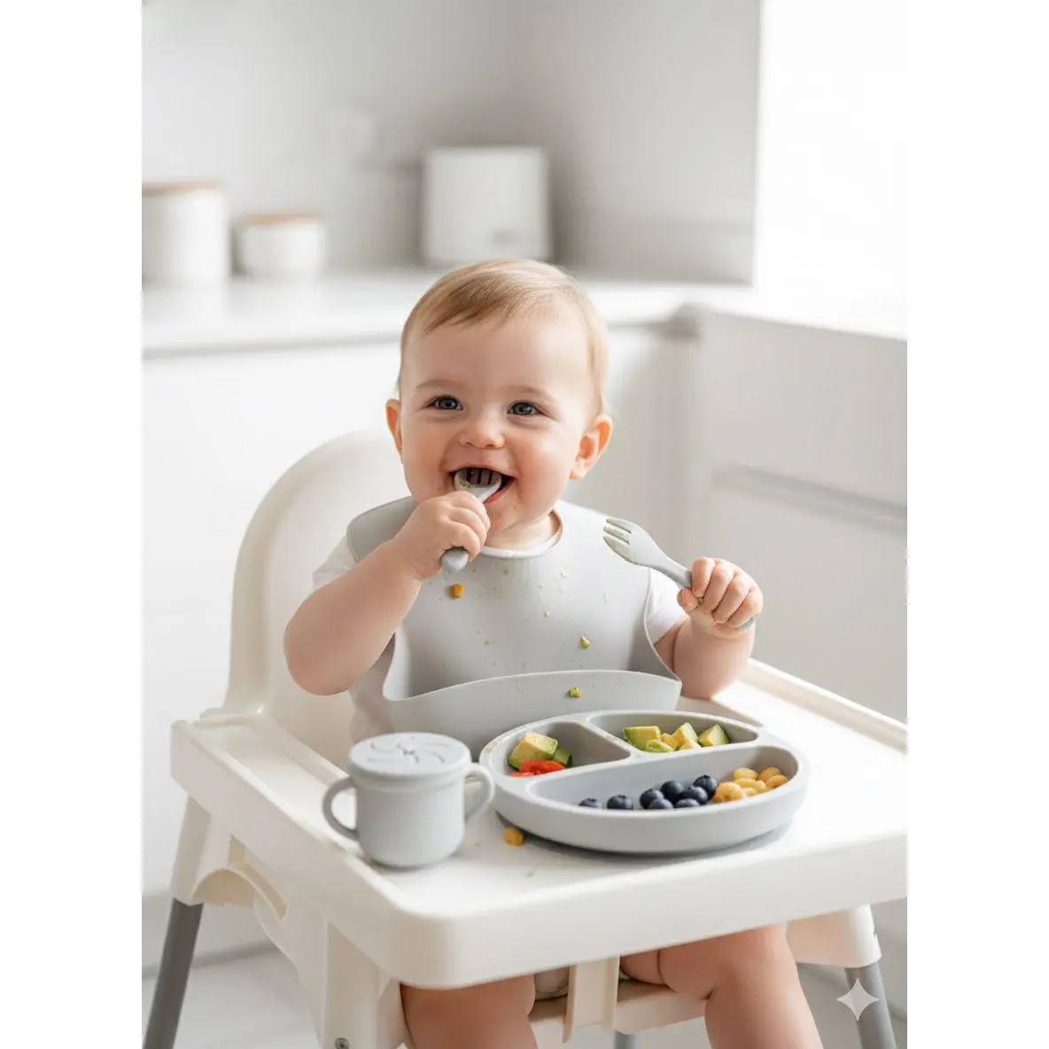 Complete Anti-Slip Suction Silicone Dinnerware Set for Toddlers (6-Piece) Kitchen Utensils Flexible