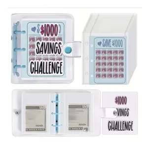 Savings Challenge Binder - $1000 Mini Budget Planner with Envelopes, Clear Money-Saving Organizer, Portable Finance Tracker for Summer Gift