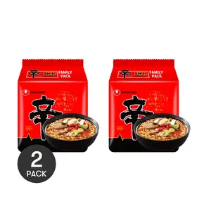 2Packs NONGSHIM Spicy Shin Ramyeon Instant Noodles - 4 Pack (120g Each) - Authentic Korean Flavor