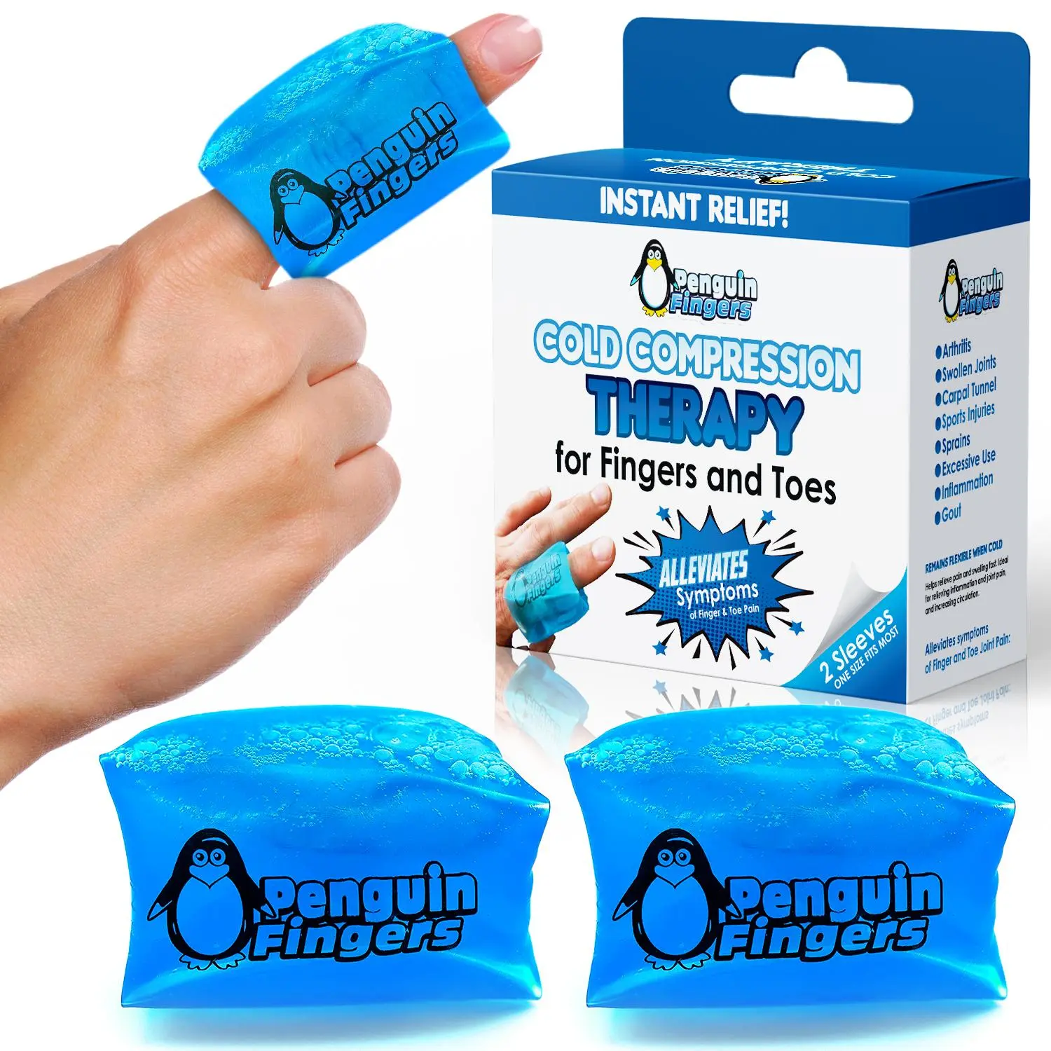Penguin Fingers Cold Compression Gel Packs for Fingers and Toes