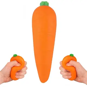 Carrot Squishy Stress Ball, 5.1Inch Squi shy Vegetable Ultra Squishy and Moldable Slow Rise Relaxing Sensory Fidget Stress for Anxiety Relief Orange(1PCS)