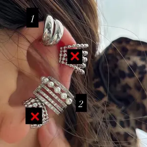 Earsrings - Elegant Pearl and Rhinestone Ear Cuffs for Women's Fashion Accessory