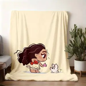 2026 new model printed with patterns Cute Q Version Moana And Pig Flannel Blanket Soft Skin-friendly Blanket For Bedroom Sofa Nap Air Conditioning Blanket For And Adults Anime Peripheral Warm Blanket