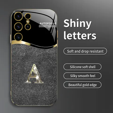 Galaxy S24 Ultra Mobile Phone Case, High-End Flash Letter Eco-Friendly Silicone Accessories, Business-Style Electroplated, Affordable Anti-Fall Anti-Fingerprint-888
