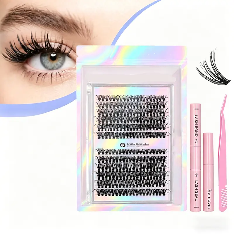 30D+40D Cluster Lashes Mixed Lengths Self Application Kit with Precision Tweezers & Gentle Remover for Flawless Salon-Worthy Lashes at Home