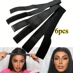 6pcs Melting Elastic Bands for Lace Front Wigs - Edge Wraps to Secure Hairline, Front Laying Straps