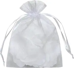 50pcs Organza Bags 6x9 Inches Drawstring Jewelry Gift Mesh Bags Fruit Protection Bag White Sheer Organza Wedding Favor Bag