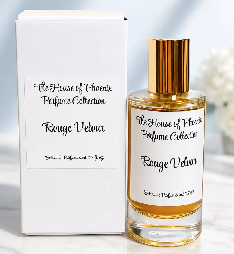 Rouge Velour Extrait de Parfum Spray by The House of Phoenix for Unisex 50ml Smoky Spice Bold Floral Cologne Rose long lasting perfume Mysterious Cherry Amber Ambery Vanilla