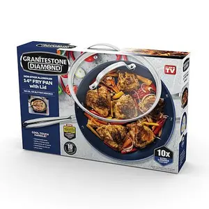 Granitestone Blue 14" Nonstick Family Pan with Lid & Stay Cool Handle