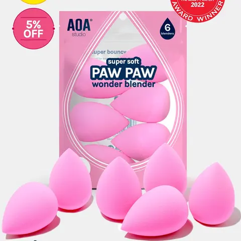 Paw Paw: Super Soft Wonder Blender - 6 Pack Cosmetic Flawless Foundation Blush Powder Contour Makeup