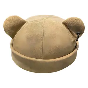 Autumn Winter New Melon Skin Hat Cute Cat Ears Landlord Hat Japanese Style Personality Versatile Hip Hop Street Style Cool Cat Ears Hat Brimless Hat Autumn Winter Landlord Hat