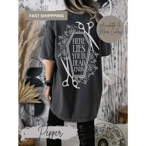 Hairstylist Shirt, Gift for Hair Stylist, Hairstylist Tee, Skeleton Hair Stylist, Hair Hustler Shirt, Here Lies Your Dead Ends