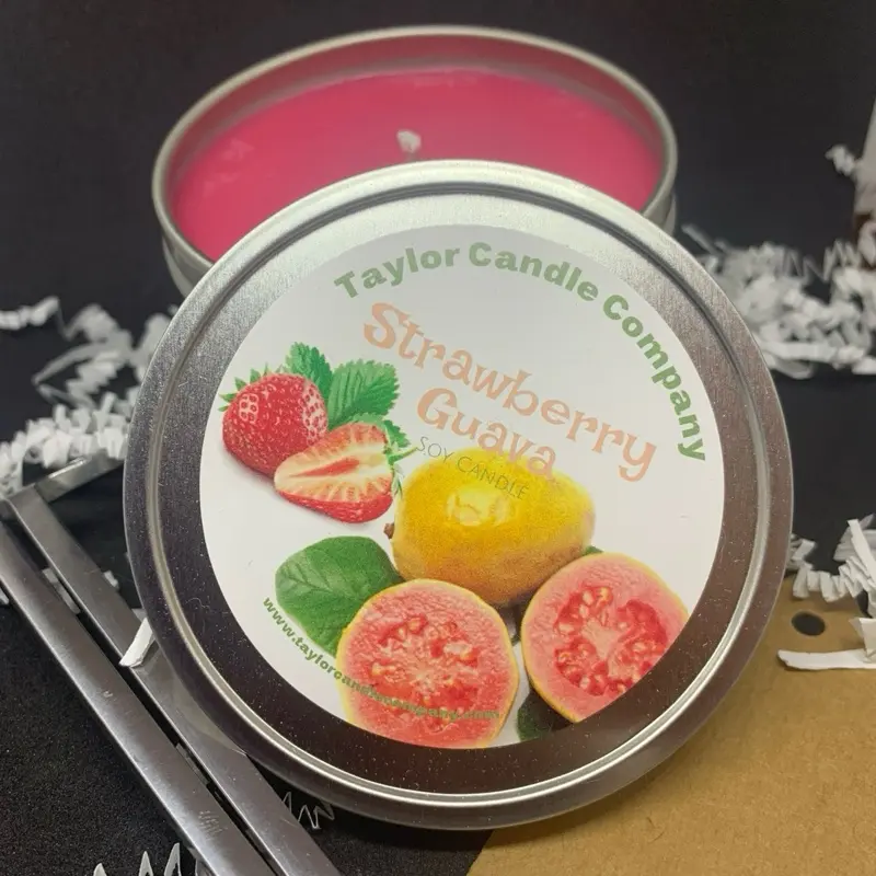 Taylor Candle Company Strawberry Guava Soy Candles Various Sizes Handmade Scented Wax
