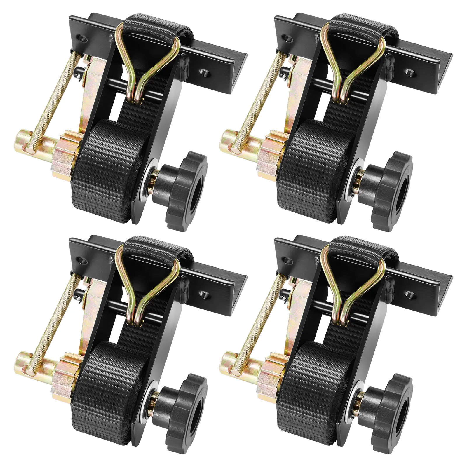 【Summerfinds】VEVOR Ladder Rack Ratchet Straps,Black Square Tube Mount1.5 in Wide x 7.4 ft Long Black Ladder Rack Straps with Double J-Hooks500 lbs Load Heavy DutyCargo Buckle Lock Strap (4 Pack)