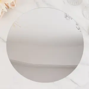 10-Pack Large Acrylic Mirror Tray 14" Round Silver Circle Candle Plate - Decorative Centerpiece Bases