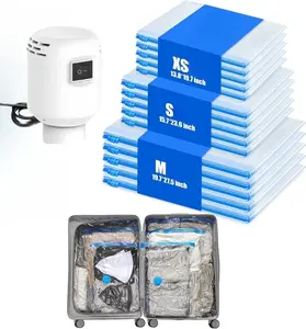 Vacuum Storage Bags for Travel - 15 Pack Compression Packing with Wireless Electric Pump for Luggage Vacuum Seal Bags for Clothes Space Saver Organizer for Moving Clothing Suitcase Travel