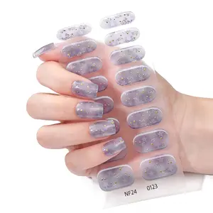16 Tips Shiny Star Gel Nail Strips, Gradient Self-Adhesive Full Set, UV Light Required, Easy Application, DIY Nail Art Supplies