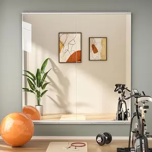 Home Gym Mirror 48"x24"-2 PCS Large Full Body Mirror for Yoga, Large Wall Mirror Full Length for Fitness, Garage, Dance Studio, 0.16in Tempered Glass Frameless Mirror-UL