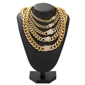 18K Vacuum-gold Plated Miami Cuban Link Chain Hip Hop Jewelry Necklace or Bracelet with 5A+ Canada Zircon Fashionable Accessory Valentines Birthday Gift for GF Men Women unisex Monaco Mexico & Micro Promise chains For Husband Boyfriend
