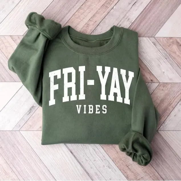 Friyay Vibes Teacher Sweatshirt, Happy Friday Weekend Unisex Shirt, Fun Free Dress Day Tee, Casual Crew Neck For Teacher, Gift Idea For Educators